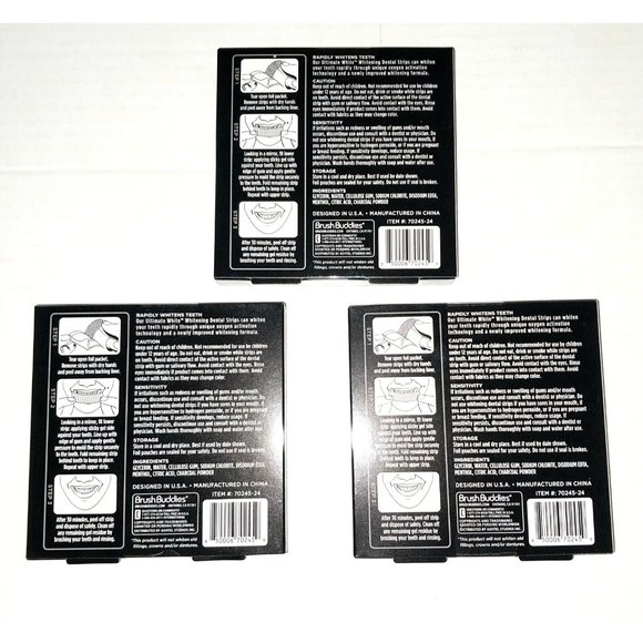 Ultimate White Bath & Body Ultimate White Whitening Dental Strips Charcoal Infused 3 Pack